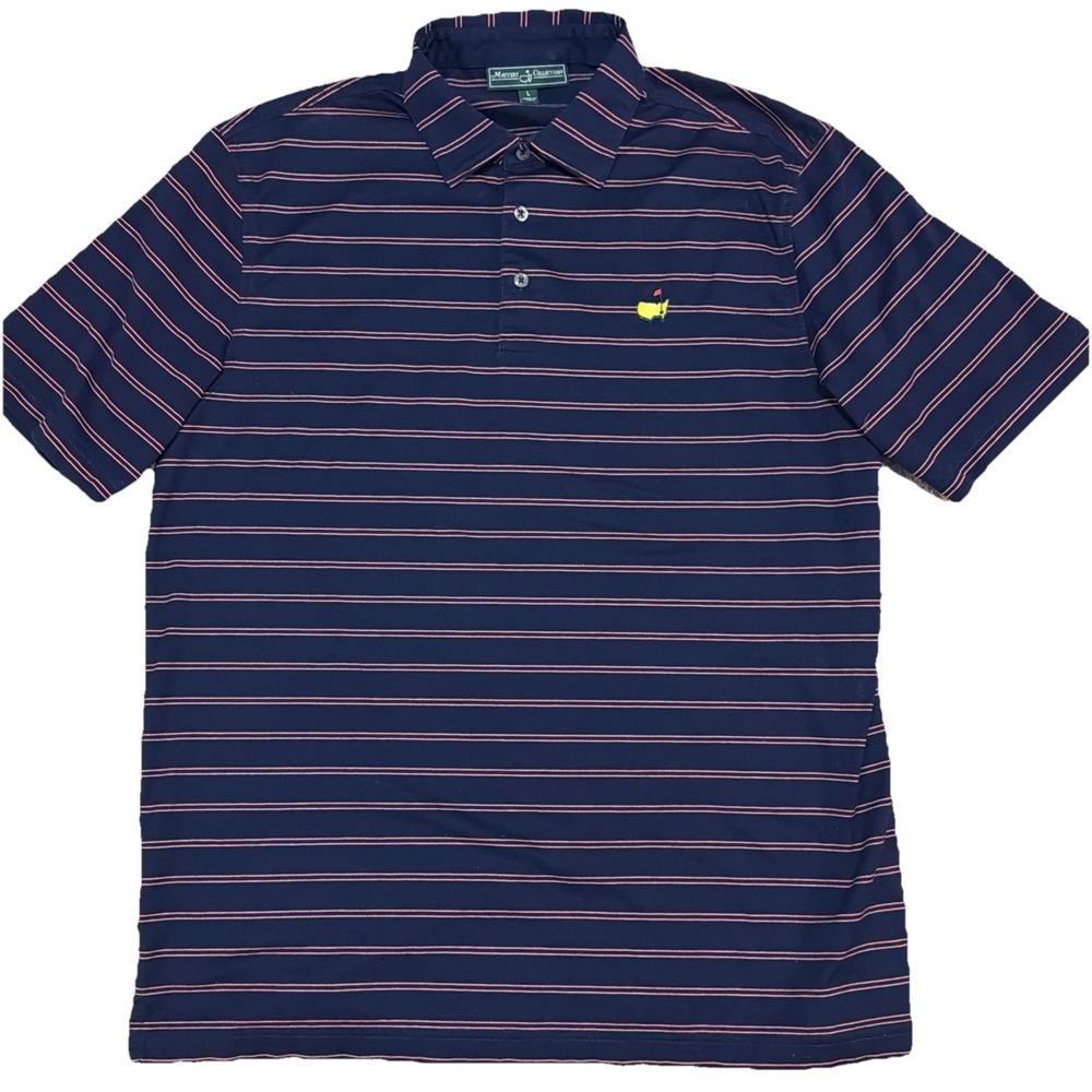 Mens‎ Augusta National Striped Golf Polo Shirt Blue Large The Masters Collection